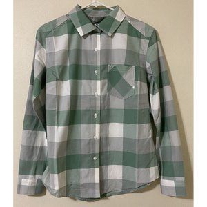 Simms Sunset Flannel Seafoam Buffalo Plaid Long Sleeve Small Women's Shirt NWT